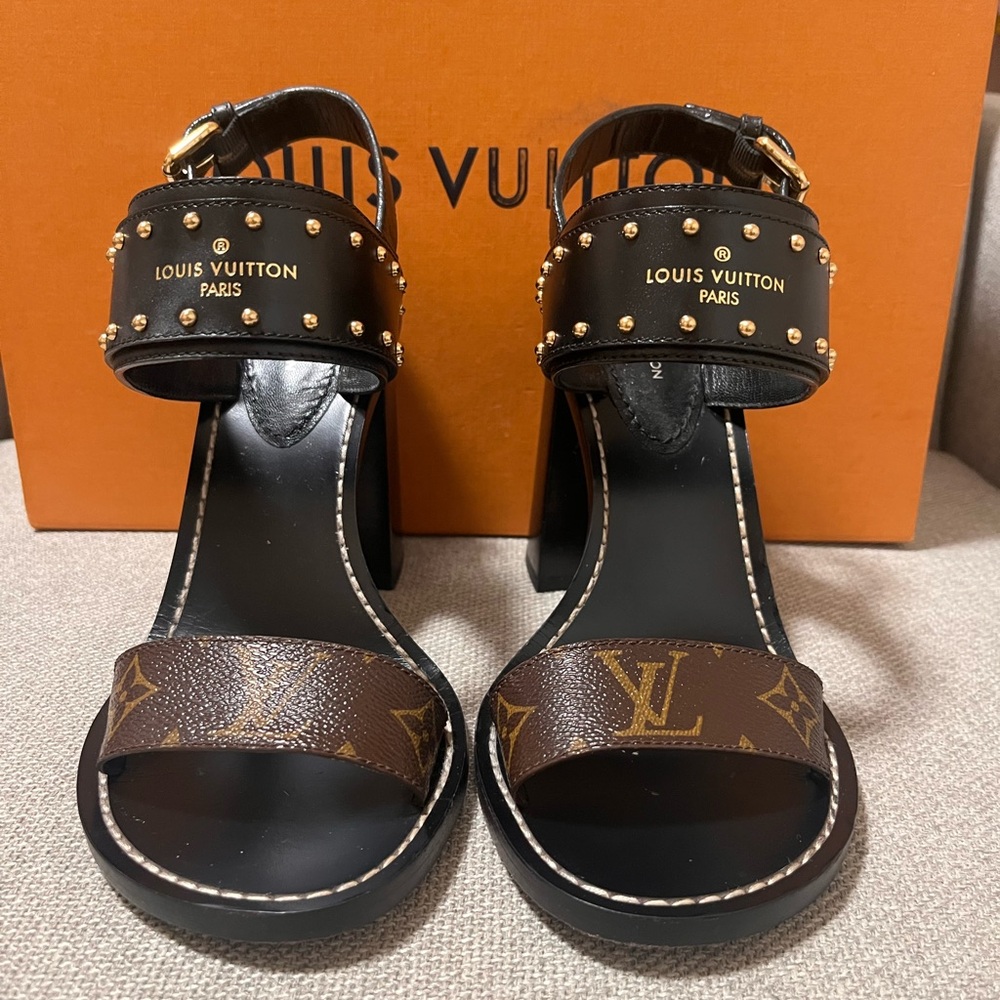 Louis Vuitton Women's Black and Brown Sandals - Picture 2 of 4